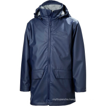 hot sales high quality pu rain jacket fashionable rain hood